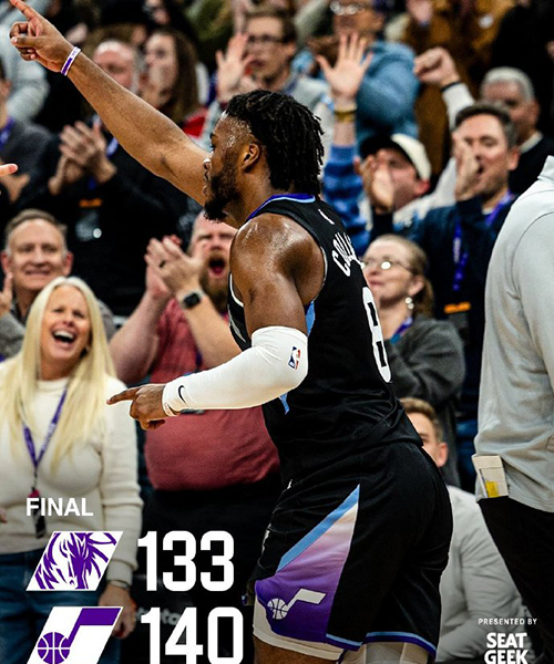 爵士加时140-133独行侠,弗拉格生涯新高42+7,乔治37+6