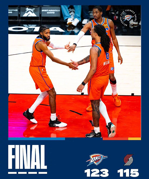 雷霆123-115开拓者豪取12连胜，杨瀚森0分1篮板，阿夫迪亚31+19+10