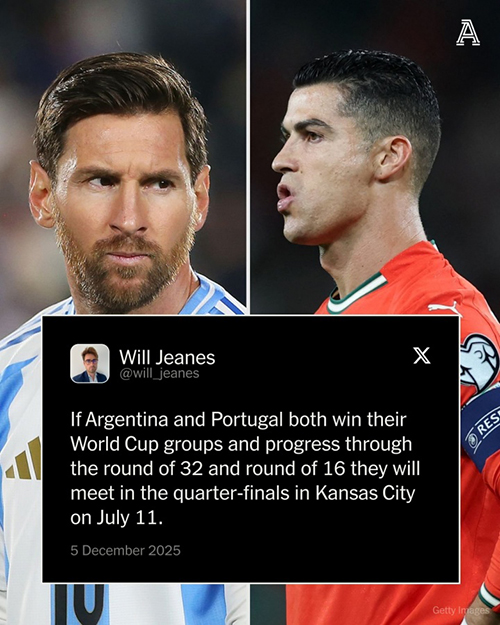 阿根廷葡萄牙若小组头名出线，<a href=/qiuxingp/zuqiude/119.html target=_blank class=infotextkey>梅西</a>C罗1/4决赛将提前相遇